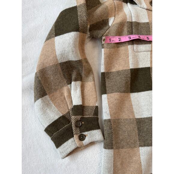 Field Flower Anthropologie Sweater Coatigan Wool Cardigan Brown Plaid Check M - Picture 8 of 11